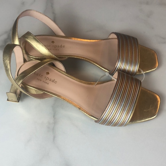 kate spade Shoes - Kate Spade Metallic Strap Block Heel Sandals